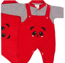 Saída de maternidade Panda Vermelho para menina e menino conjunto com chinelos delicados e confortáveis roupas de bebê
