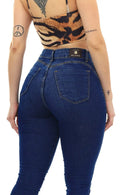 Calça Jeans Feminina Skinny Azul Levanta Bumbum Premium Com Puidos