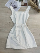 Vestido Feminino Elegante com Cinto e Zíper Lateral verão