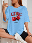 Camiseta Feminina estampada streetwear com cerejas algodão