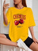 Camiseta Feminina estampada streetwear com cerejas algodão