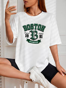 Camiseta Feminina Streetwear Estampada Boston 1991