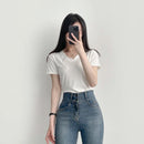 Top cropped malha canelada nozinho estiloso