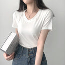 Top cropped malha canelada nozinho estiloso