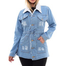 Jaqueta Premium Parka com lavagem transparente da tendência com pelúcia tipo pelúcia moda outono inverno