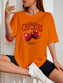 Camiseta Feminina estampada streetwear com cerejas algodão