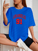 Camiseta Feminina Streetwear Estampada Los Angeles Algodão