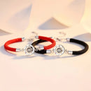 Conjunto de Pulseiras ajustáveis estilo casal com projeção criativa de 100 idiomas eu te amo