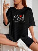 Camiseta Feminina Streetwear Estampada Love My Pet Algodão