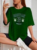 Camiseta Feminina Streetwear Estampada Boston 1991