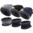 Kit com 3 gorros e cachecol versáteis para adultos unissex