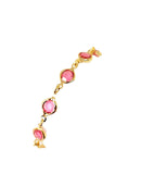 Pulseira feminina banhada a ouro 18K com pedras rosas