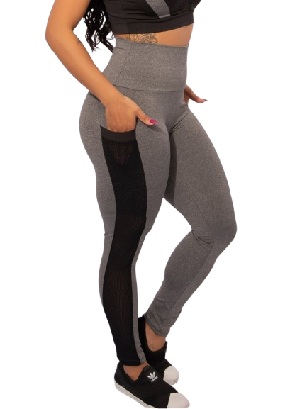 Calça Legging Com Bolso Fitness para Academia Feminina Cintura Alta