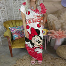 Vestido longo com decote em V da Disney, vestidos longos da Minnie Mouse para mulheres, roupas de lazer femininas, estilo Mickey, praia, desenho animado, Y2K 2025