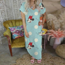 Vestido longo com decote em V da Disney, vestidos longos da Minnie Mouse para mulheres, roupas de lazer femininas, estilo Mickey, praia, desenho animado, Y2K 2025