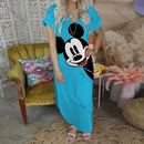 Vestido longo com decote em V da Disney, vestidos longos da Minnie Mouse para mulheres, roupas de lazer femininas, estilo Mickey, praia, desenho animado, Y2K 2025