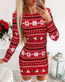 Vestidos femininos de 2025 Outono Manga Longa Moda Floco de Neve