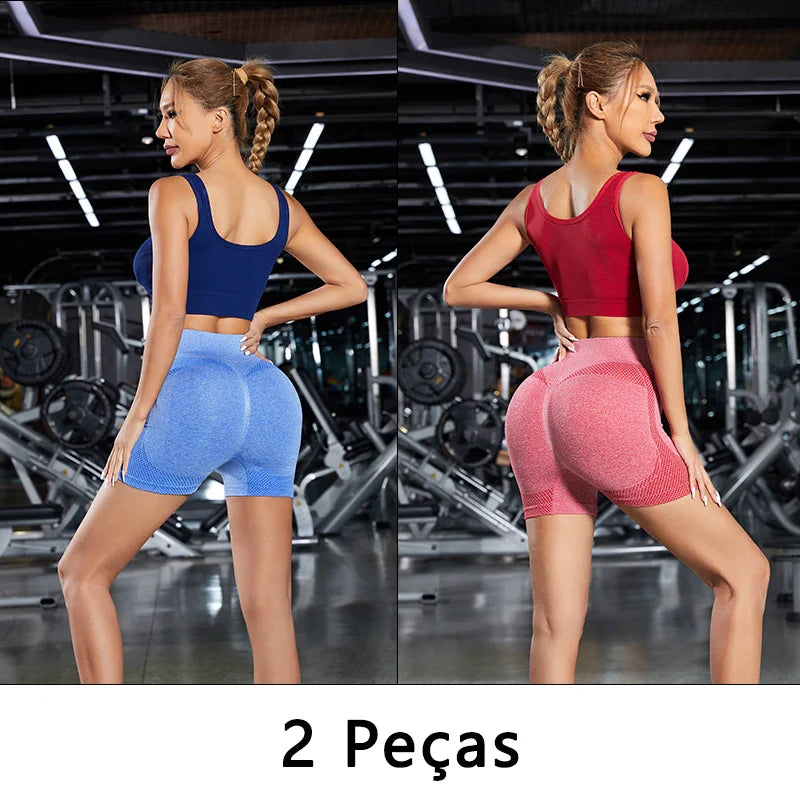 KIT 2 Shorts de Academia Premium, com Encolhimento de Barriga e Levanta Bumbum