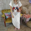 Vestido longo com decote em V da Disney, vestidos longos da Minnie Mouse para mulheres, roupas de lazer femininas, estilo Mickey, praia, desenho animado, Y2K 2025