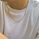 Colar Masculino Dourado de aço inoxidável genuíno com cordão