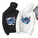 Blusa Moletom Canguru Lilo Stitch Desenho Feminino Capuz Com Bolso Anime Adulto